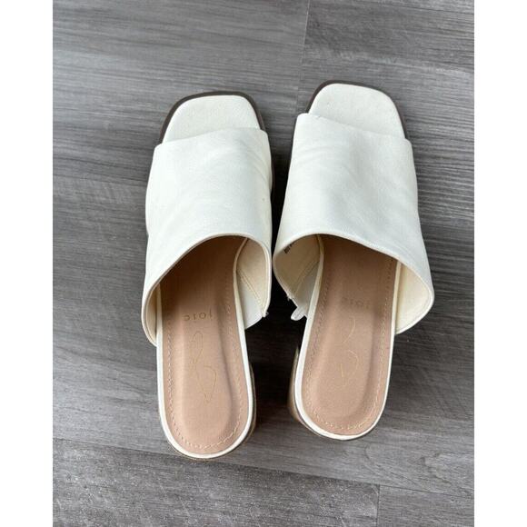 Joie White Slide Sandals Size 7.5 Olympia Leather Block Heel Glam Luxury - Picture 7 of 7